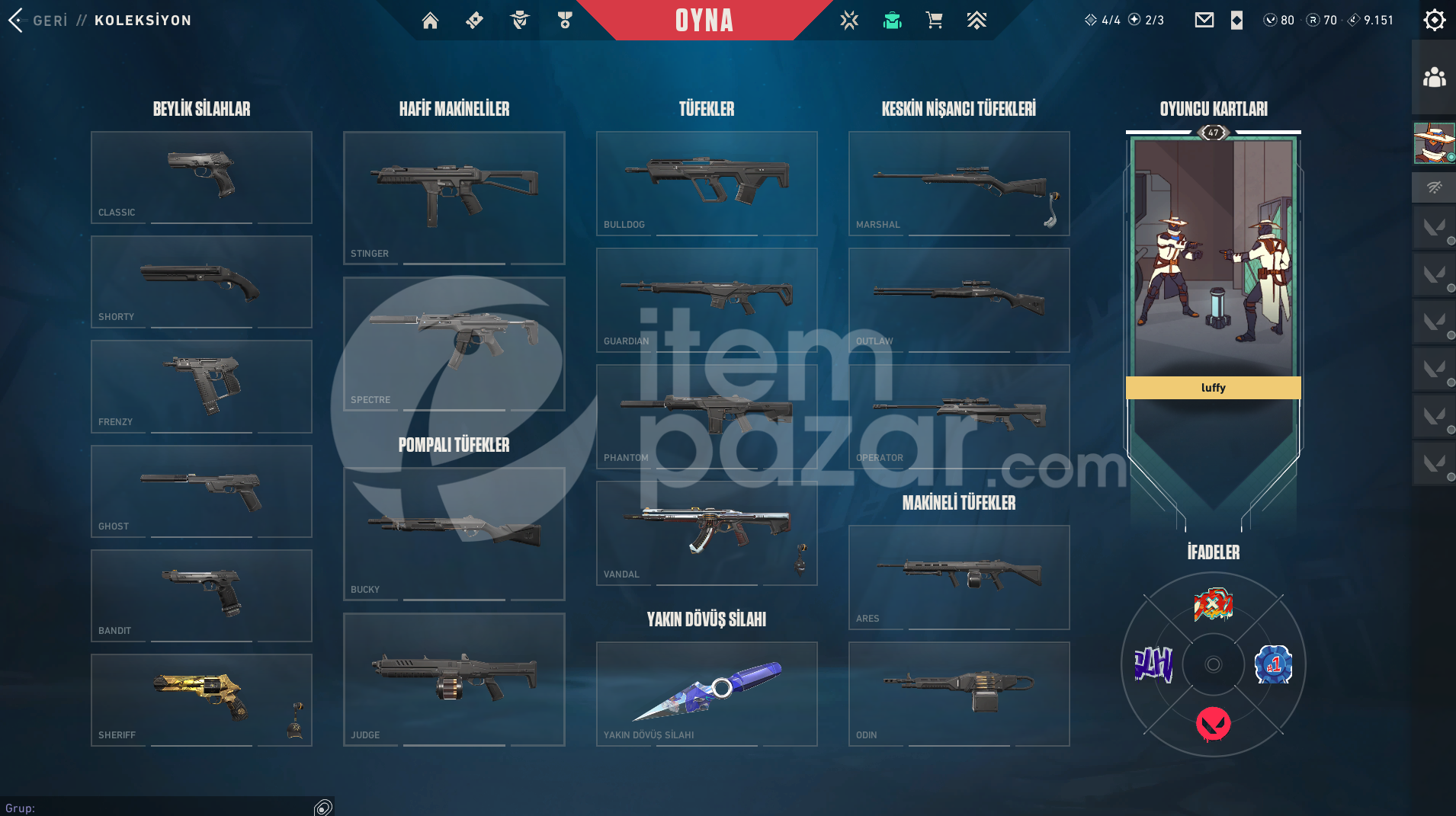 bıçak ve kaos vandallı gold 1 hesap