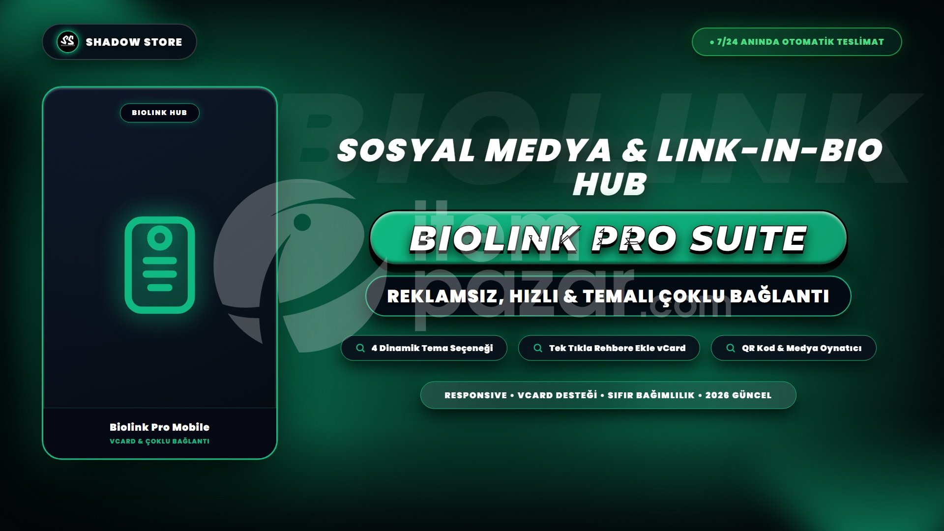 Biolink Pro - Çoklu Bağlantı, vCard ve Sosyal