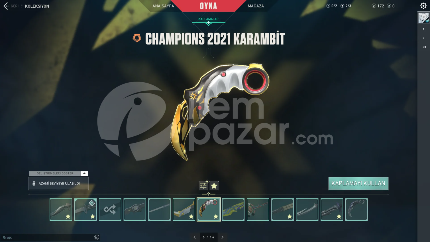 BOL SKİNLİ CHAMPİONS BIÇAKLI YÜCELİK 1 HESAP