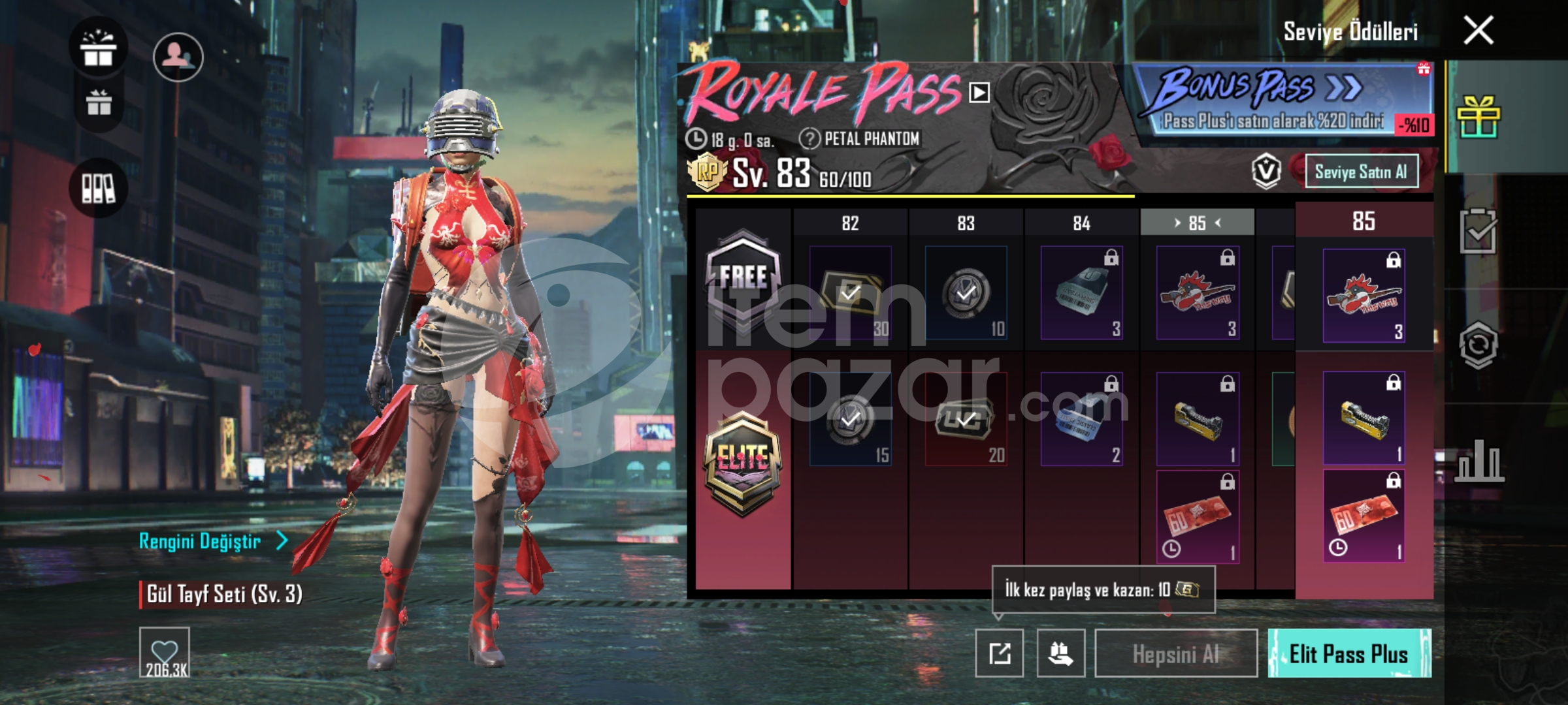 Bonus RP ve normal RP açık hesap 