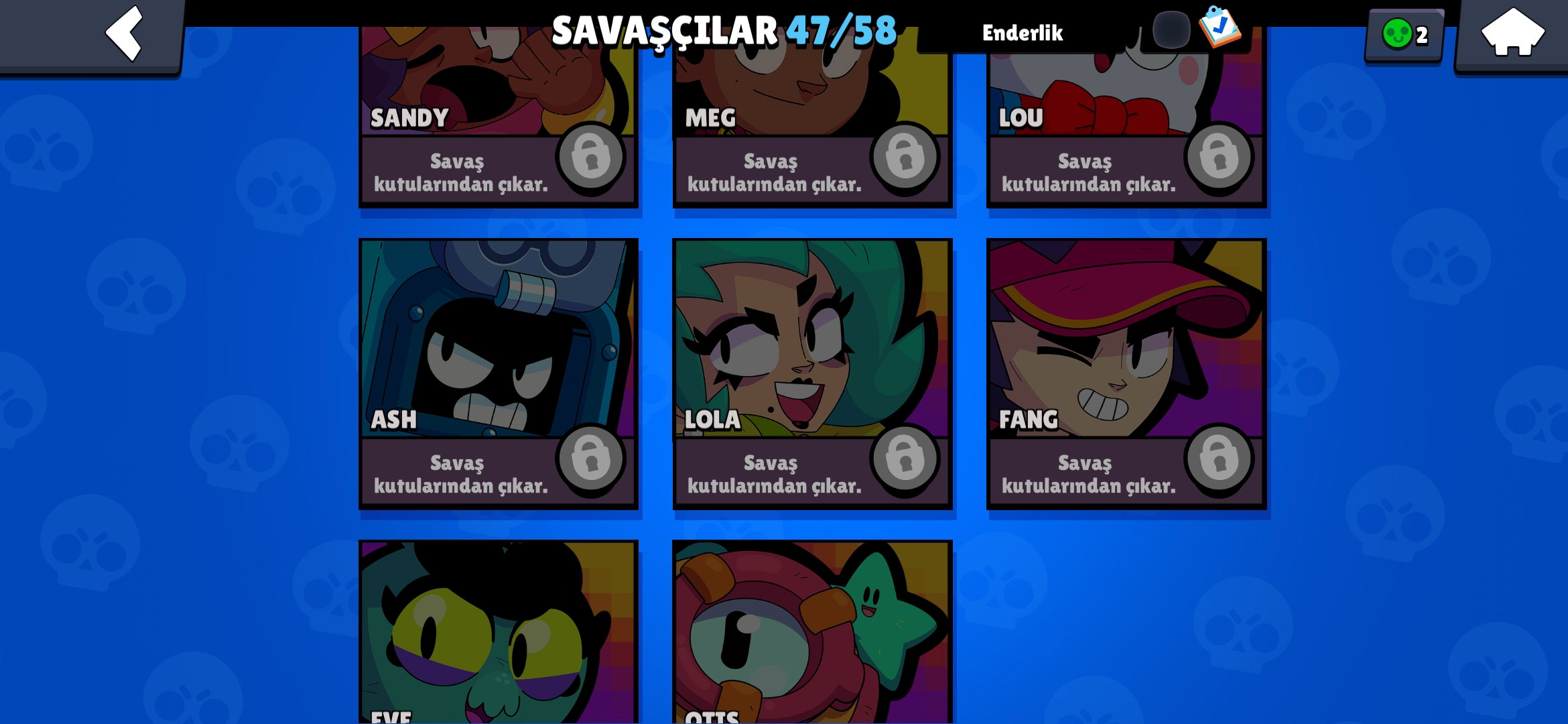 Brawl stars 47 karakterli hesap