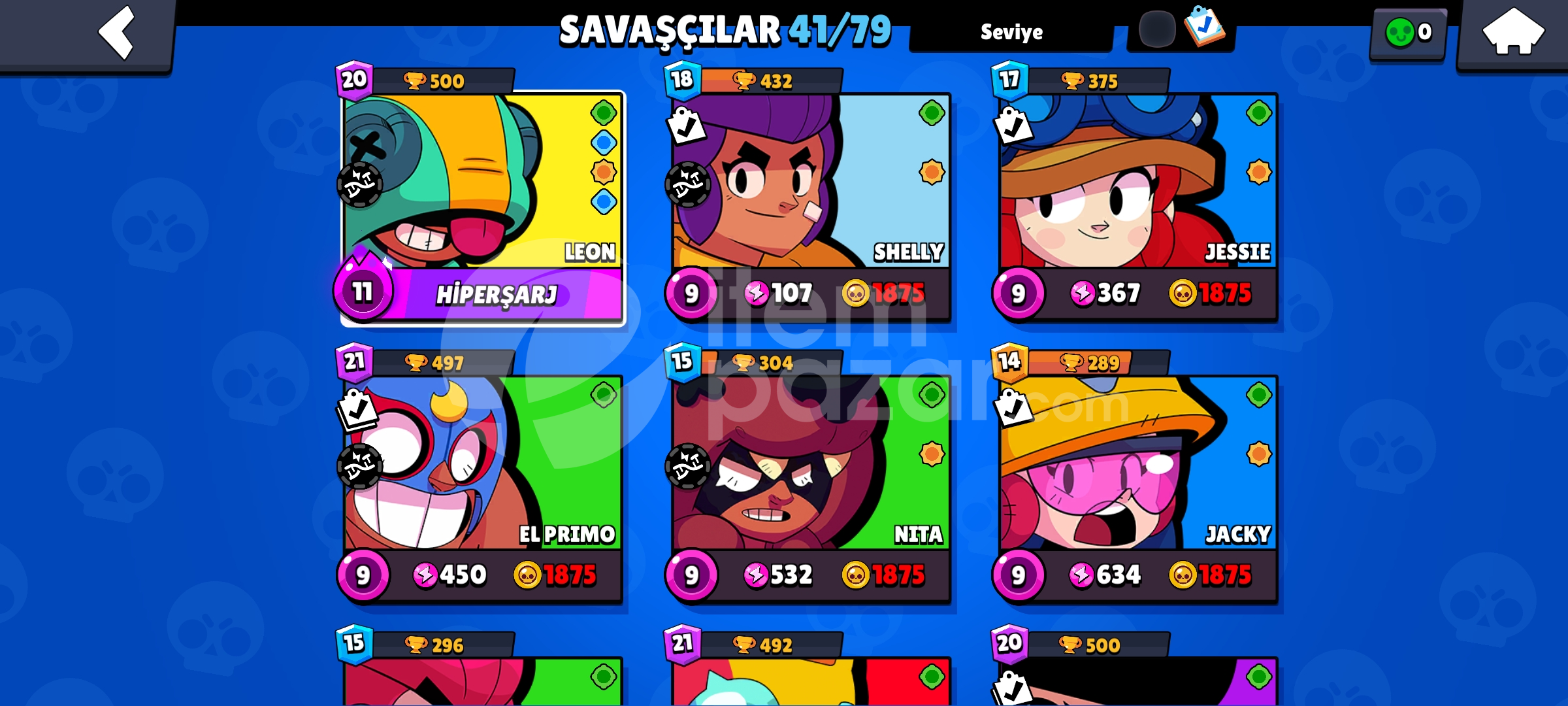 brawl stars hesabı 10678 kupa 41 karakter 