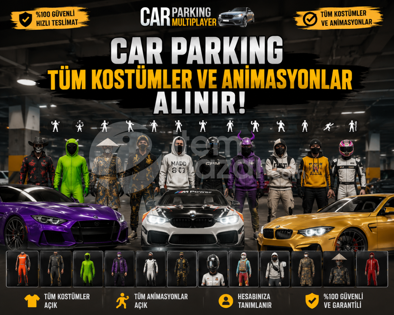 Car Parking Tüm Skin Ve Animasyonlar Alınır