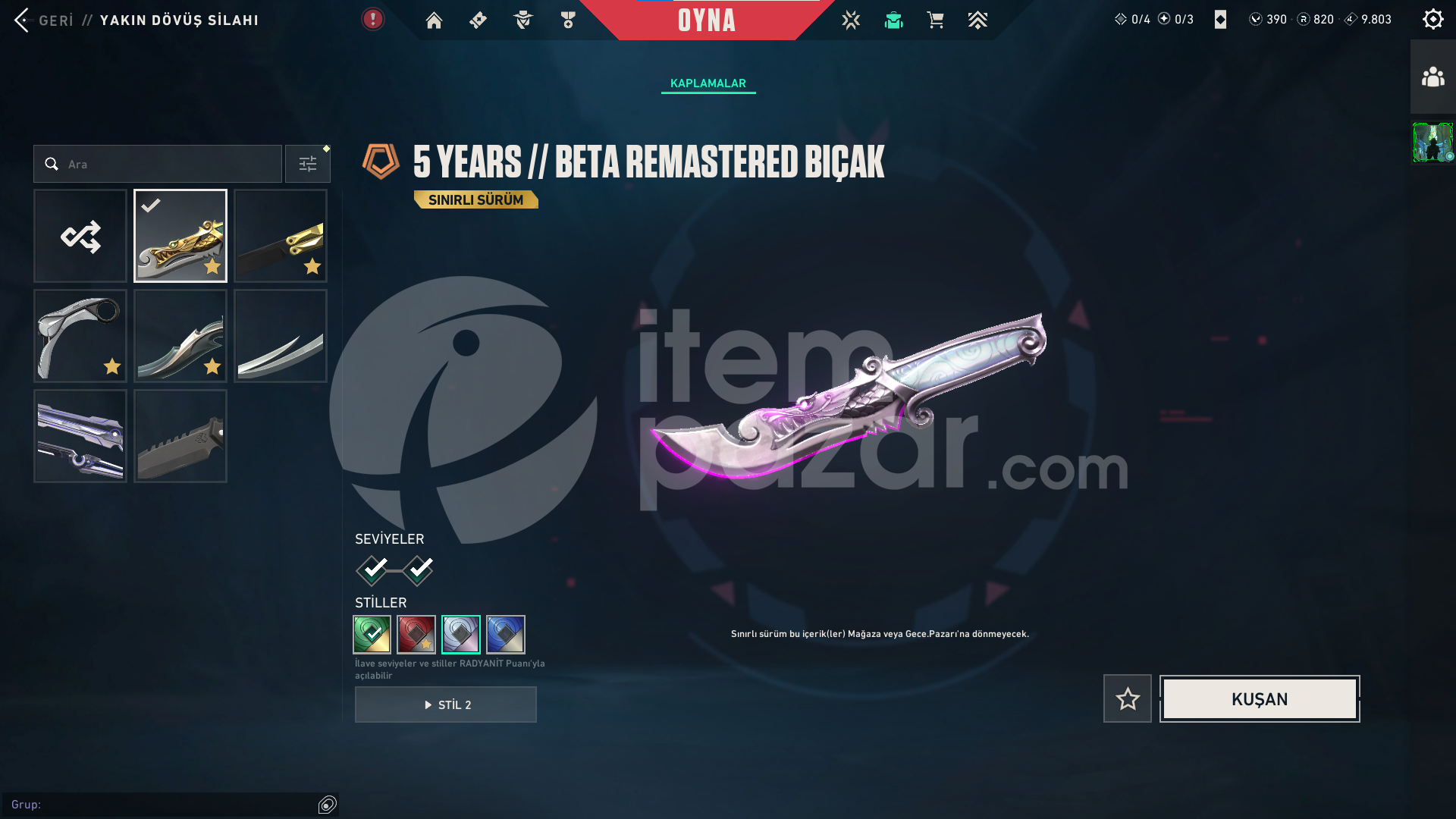 Champions 2022 Kelebek Bıçak 820 RP 45Skin Kaos