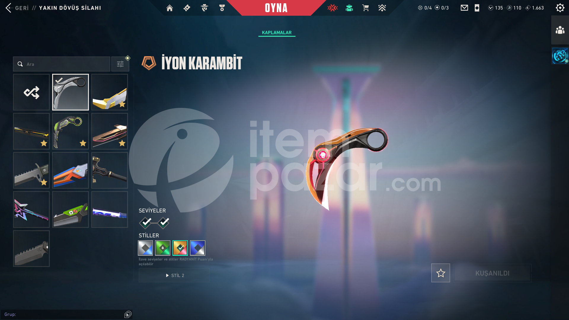 Champions 2024 Kılıc RGX İyon Karambit Uzaylı
