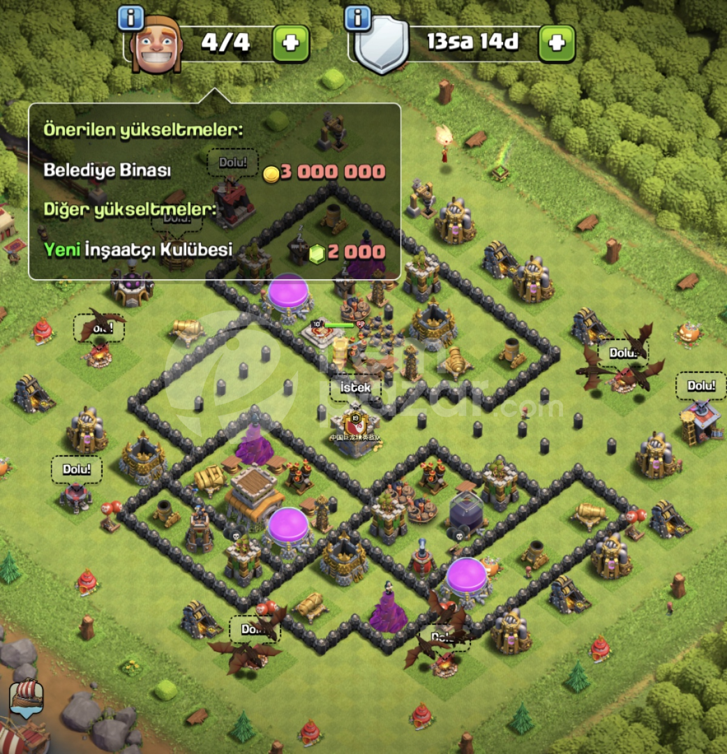 Clash Of Clans Belediye Binası 8 [Full Hesap]