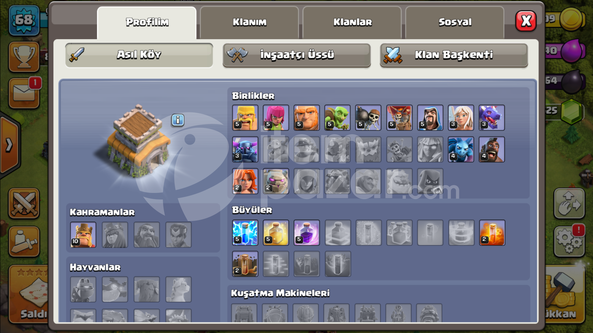 Clash Of Clans Belediye Binası 8 [Full Hesap]