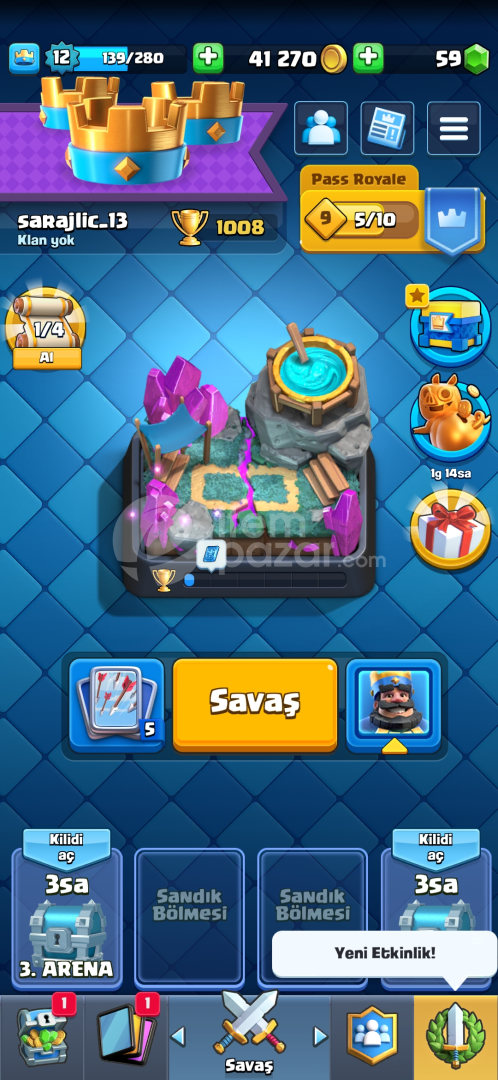  Clash Royale Hesap yeni başlıyan için idalall