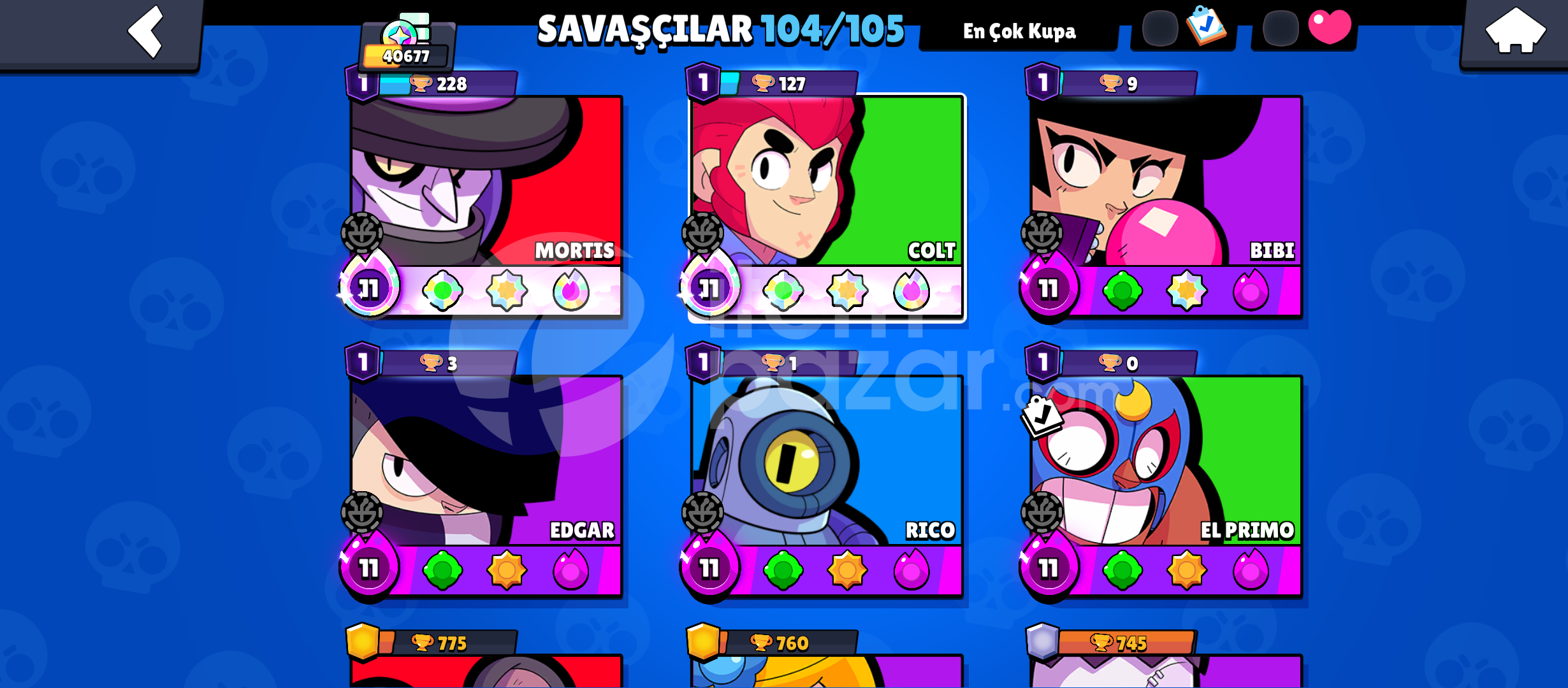 SATILIK BRAWL STARS HESABI 46K 104 KARAKTER