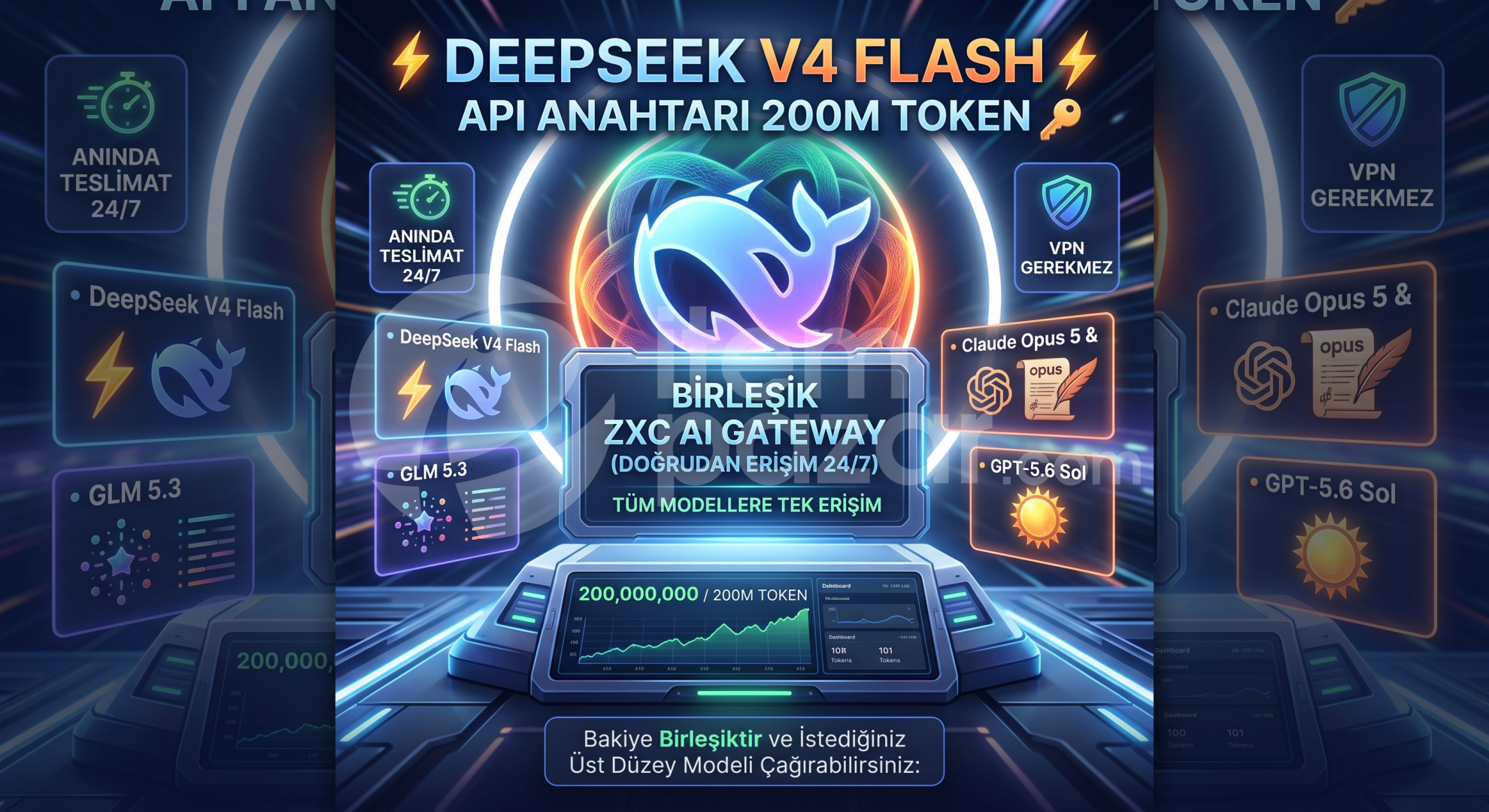 ⚡️ DEEPSEEK V4 FLASH ⚡️ API ANAHTARI 200M
