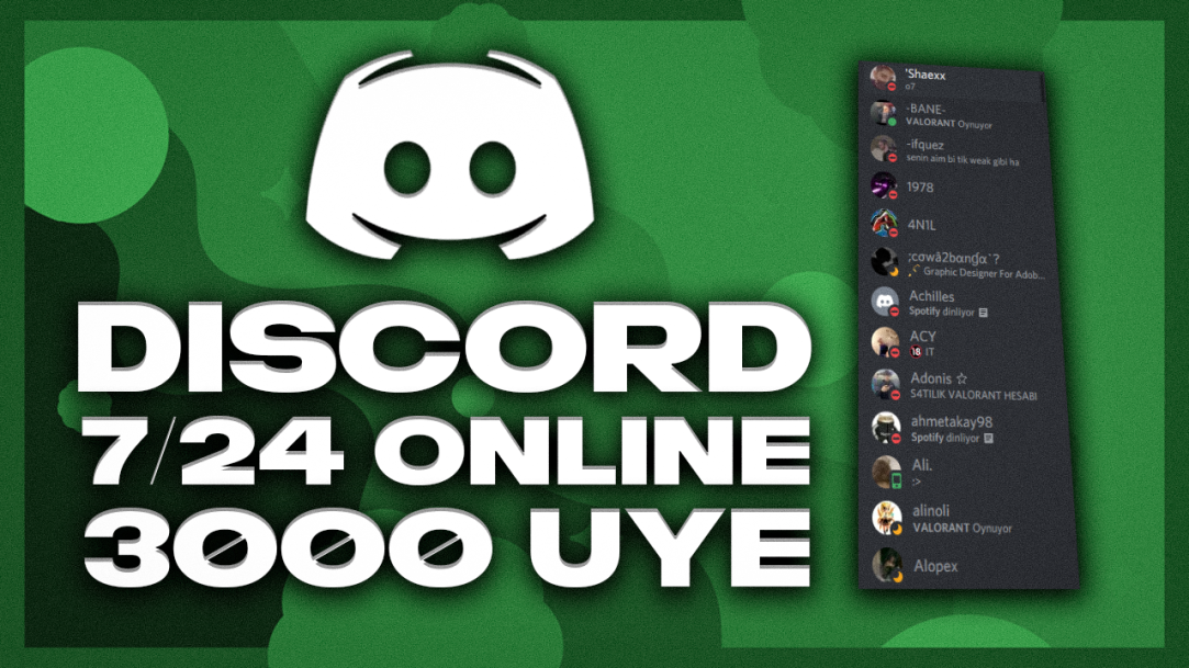 DİSCORD 7/24 ONLİNE 3000 RESİMLİ ÜYE