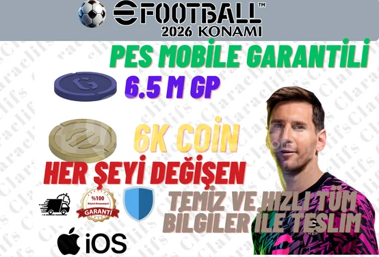 EFOOTBALL IOS 6K COIN + 6.5M GP GP SORUNSUZ +5