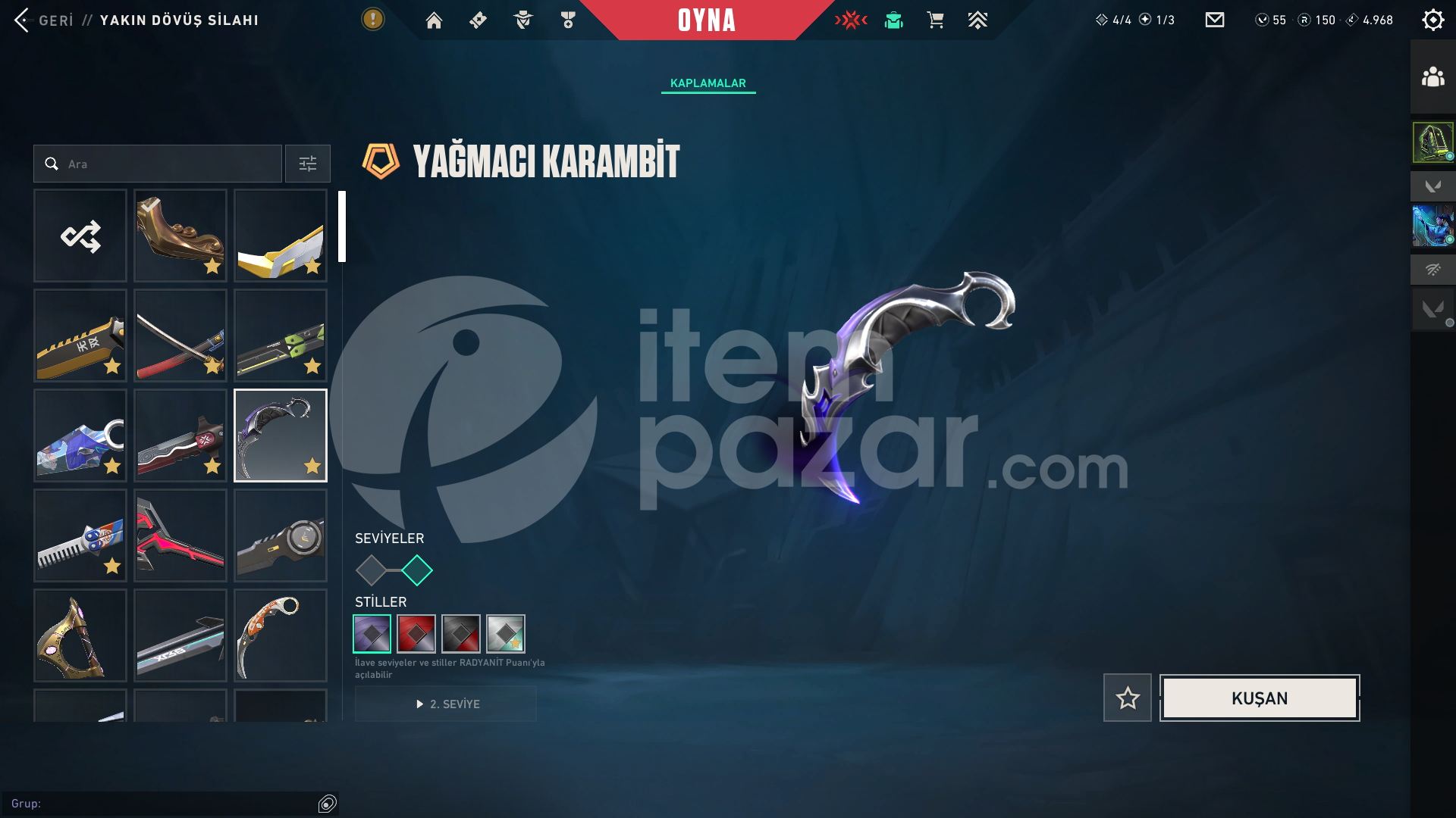 en az 50 k vp yatırılmıs yüce hesap
