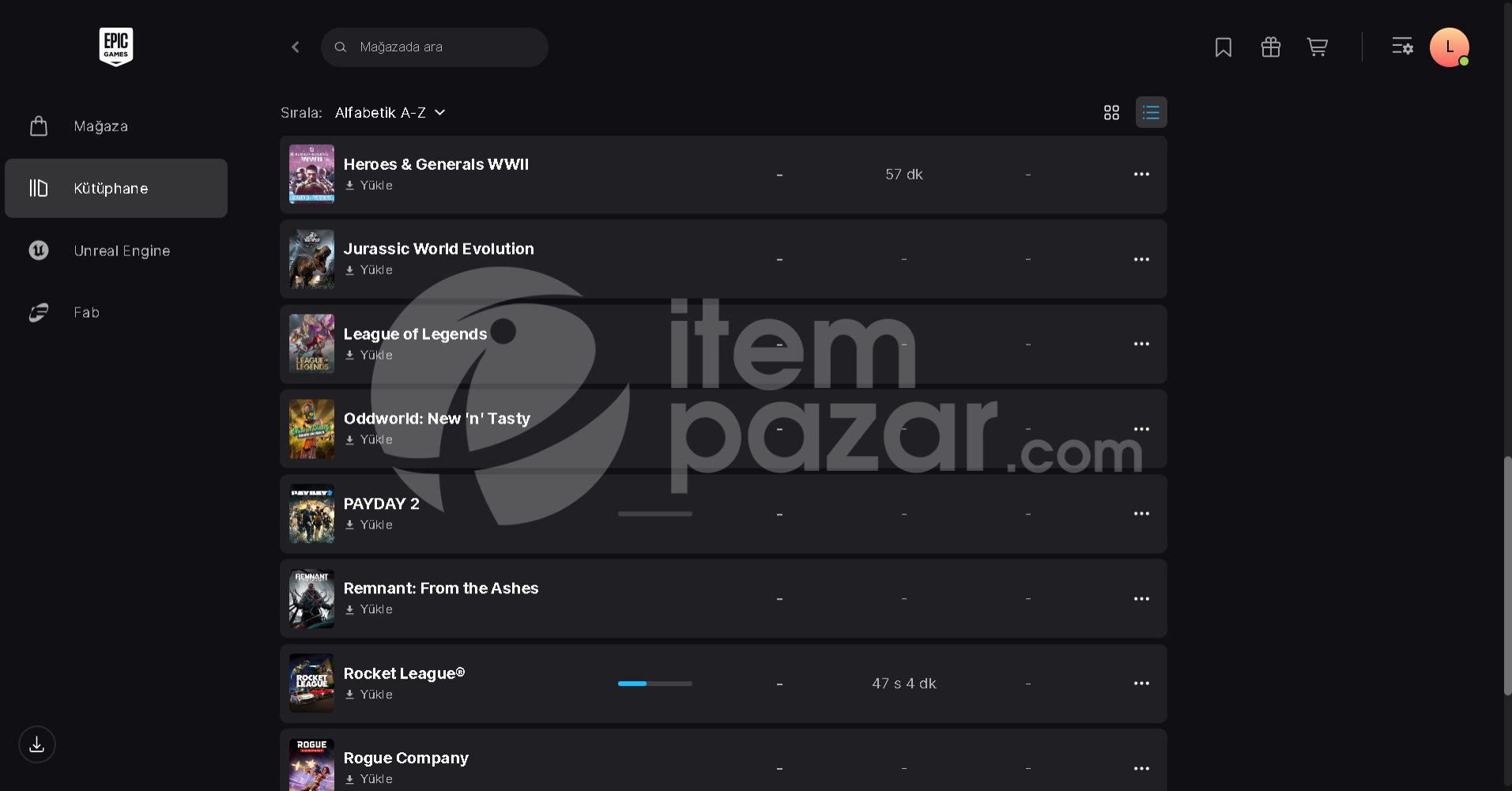 Epic Games 29 oyunlu Hesap