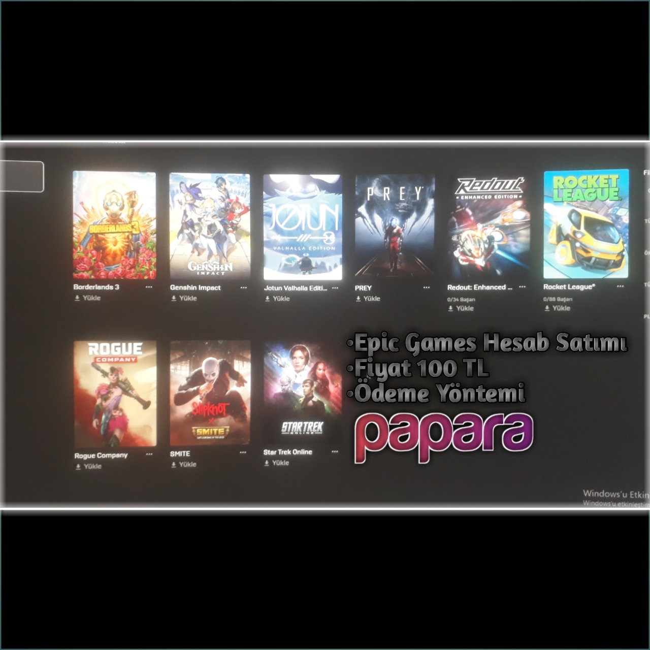 Epic Games 9 Oyunlu Hesap