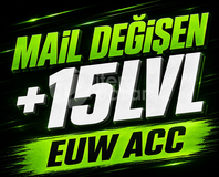 ❤️EUW+15 LVL⚡OTO TESLİM⚡MAİL DEĞİŞEN HESAPLAR❤️