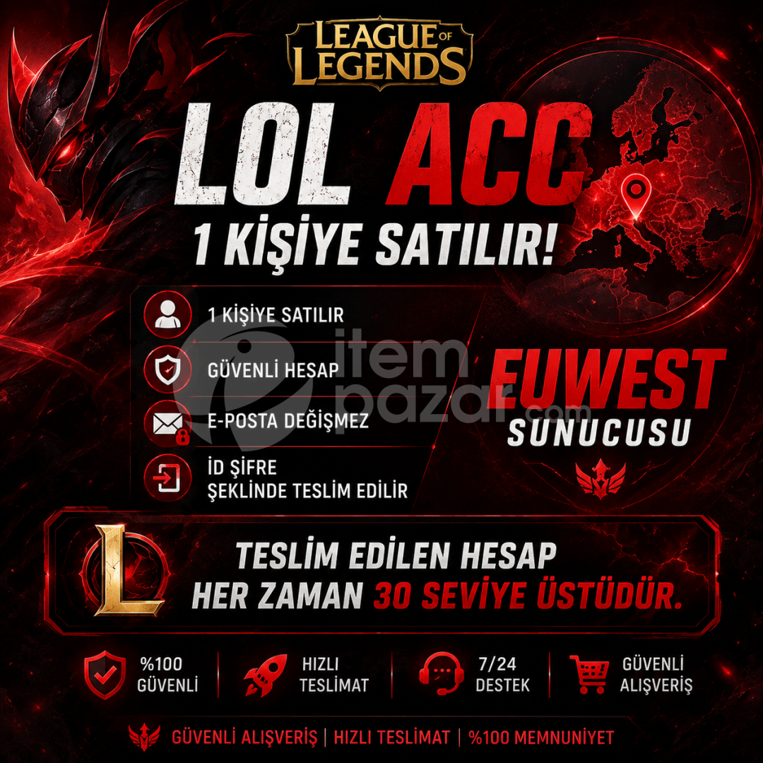 EUWEST LOL HESABI +30 LEVEL ACC HESAP