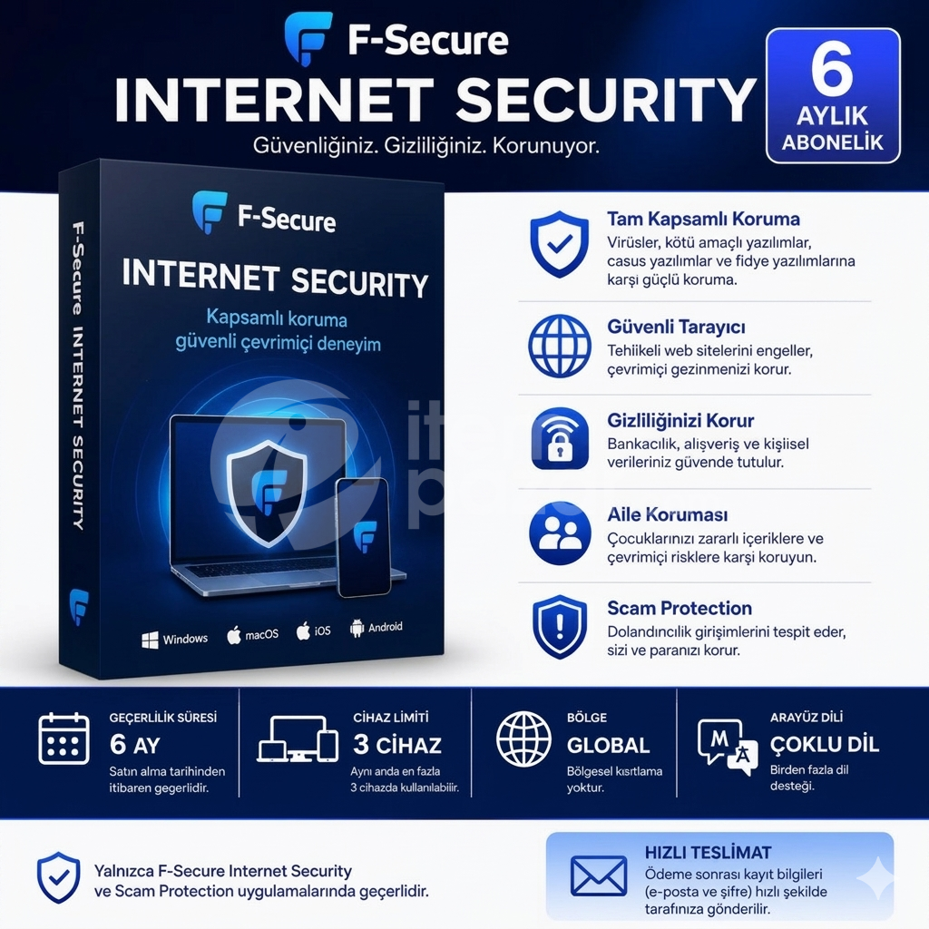 F-Secure Internet Security 6 Aylık Hesap