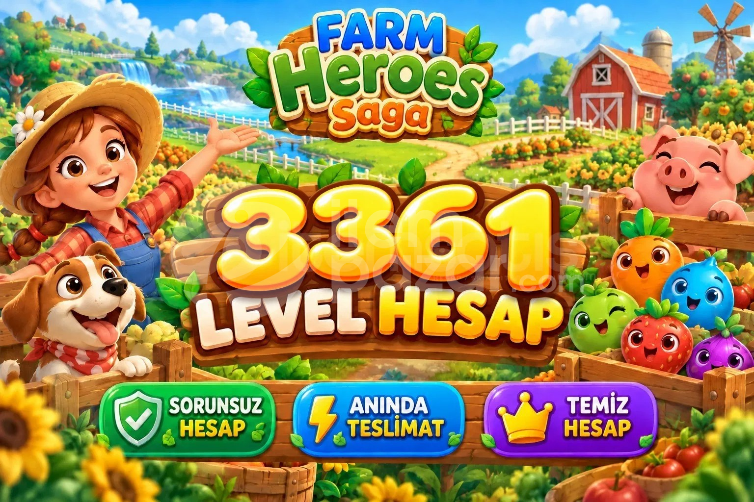 Farm Heroes Saga | 3361 Level Hesap | Resimli