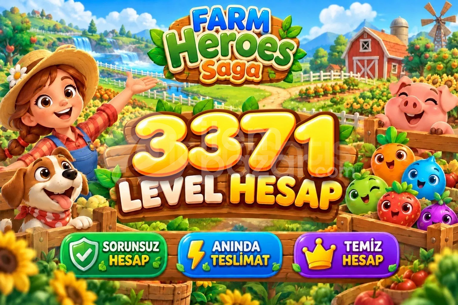 Farm Heroes Saga | 3371 Level Hesap | Resimli