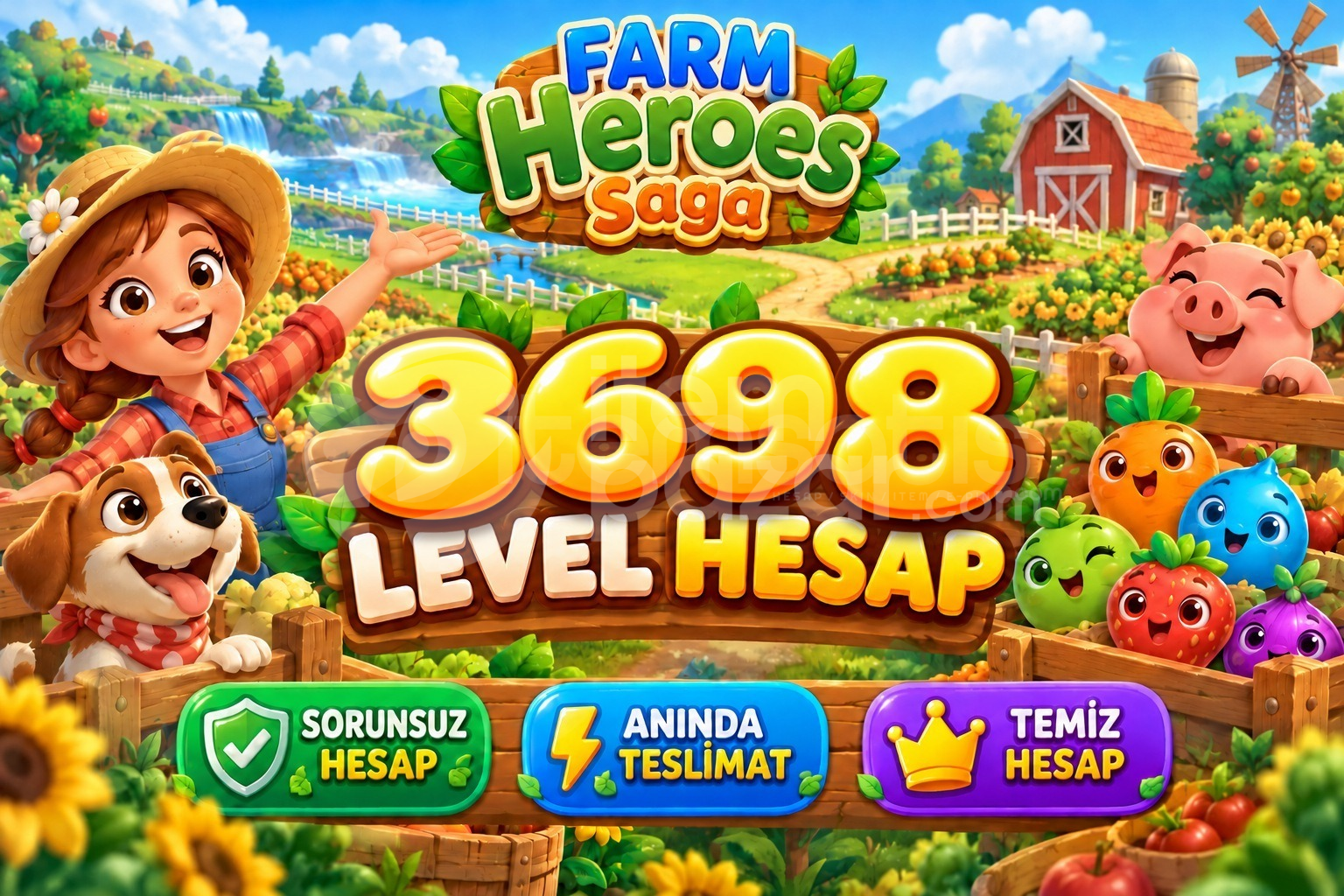 Farm Heroes Saga | 3698 Level Hesap | Resimli