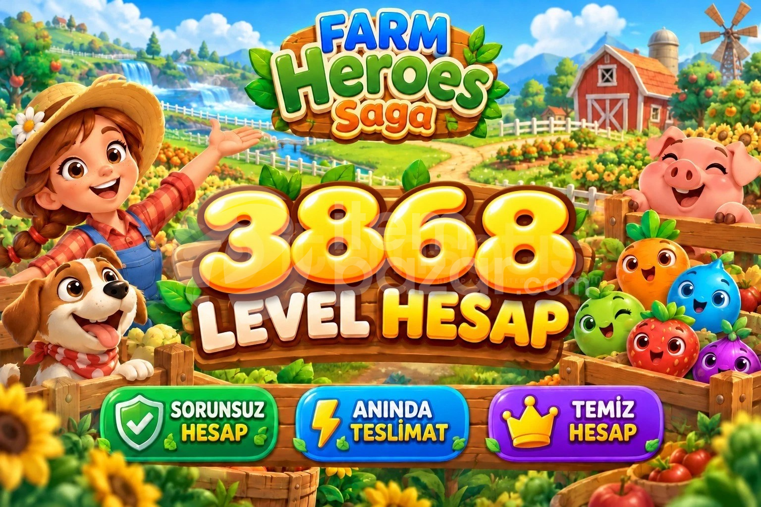 Farm Heroes Saga | 3868 Level Hesap | Resimli