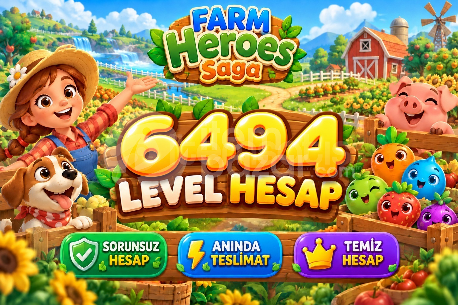 Farm Heroes Saga | 6494 Level Hesap | Resimli