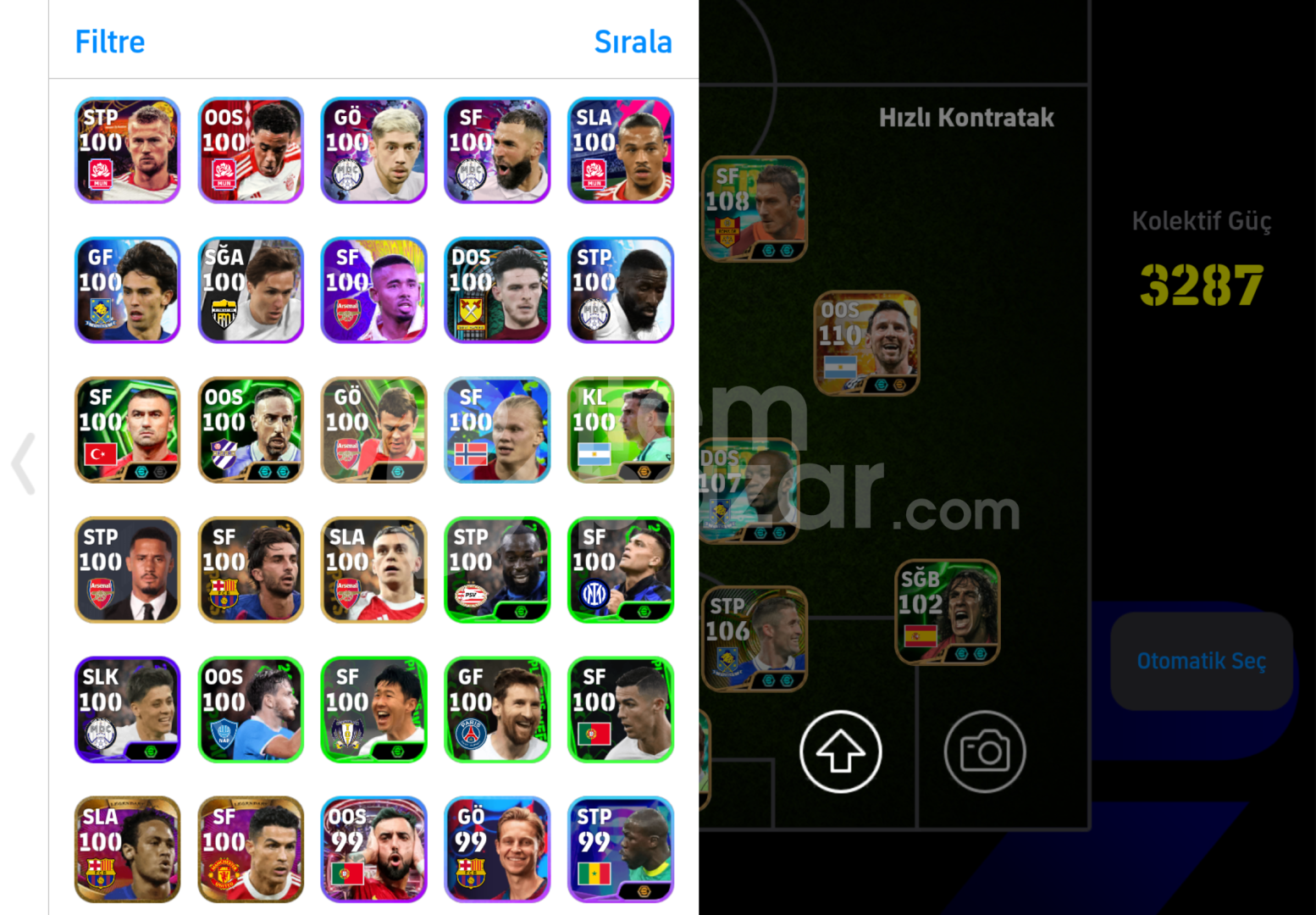 3290Kg TEK BAĞ 110 Messi 109 Hazard 108 Totti