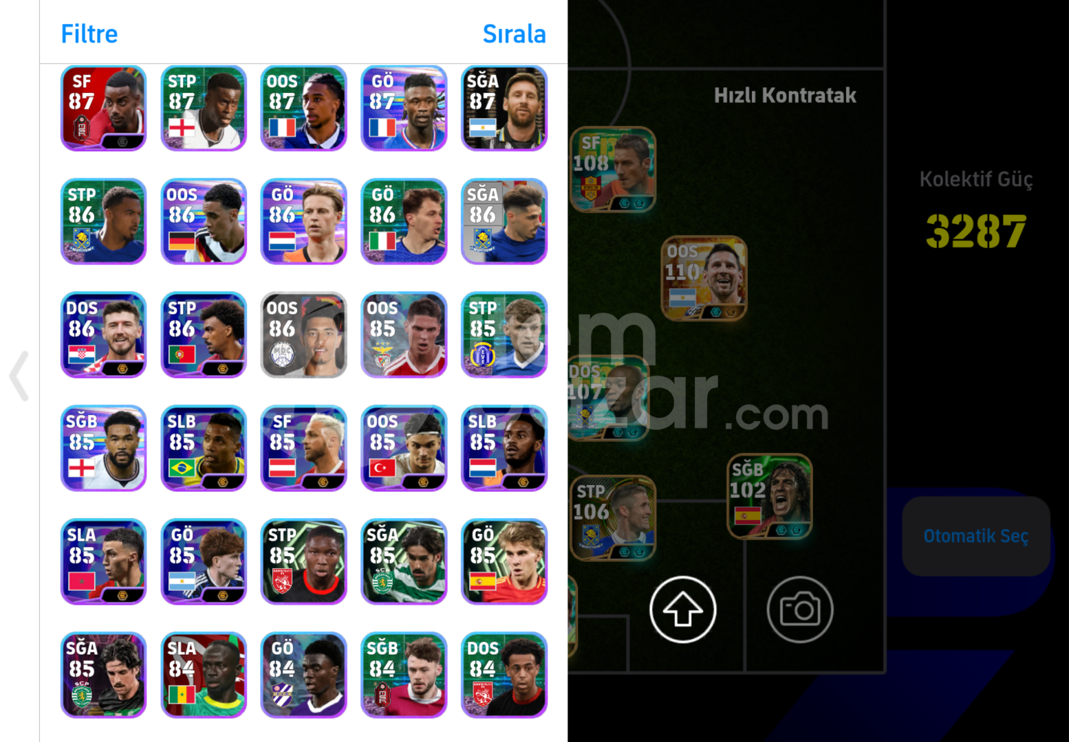 3290Kg TEK BAĞ 110 Messi 109 Hazard 108 Totti