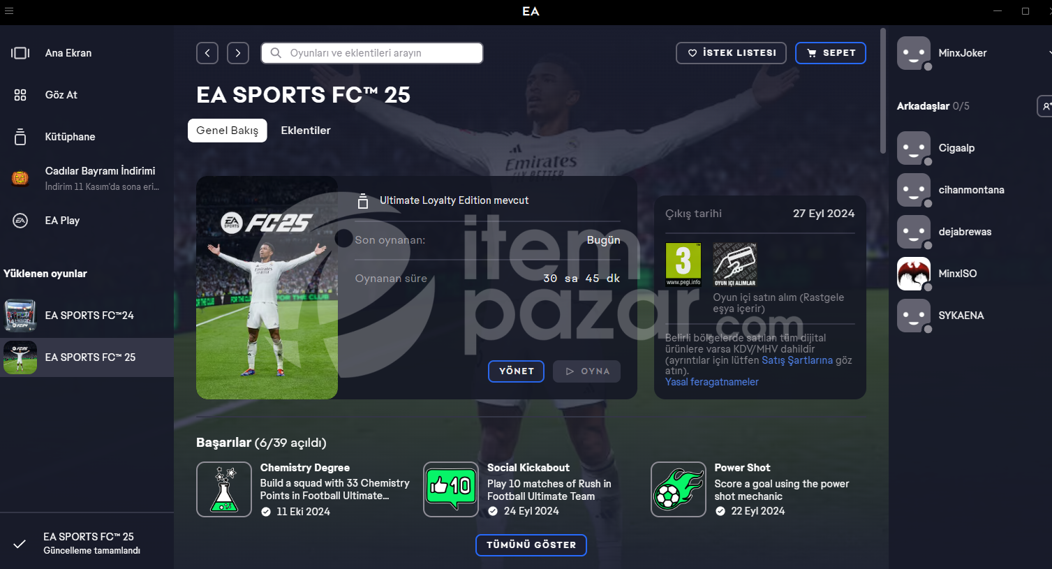 FİFA 25 +Fifa 24 Oyun + Kadro