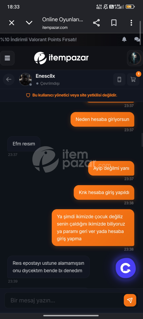 Fotoğraftaki kullanıcı dolandırıcıdır 