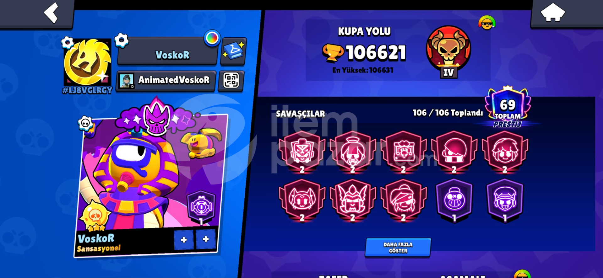 FULL BRAWL STARS HESABI | 106/106 BRAWLER