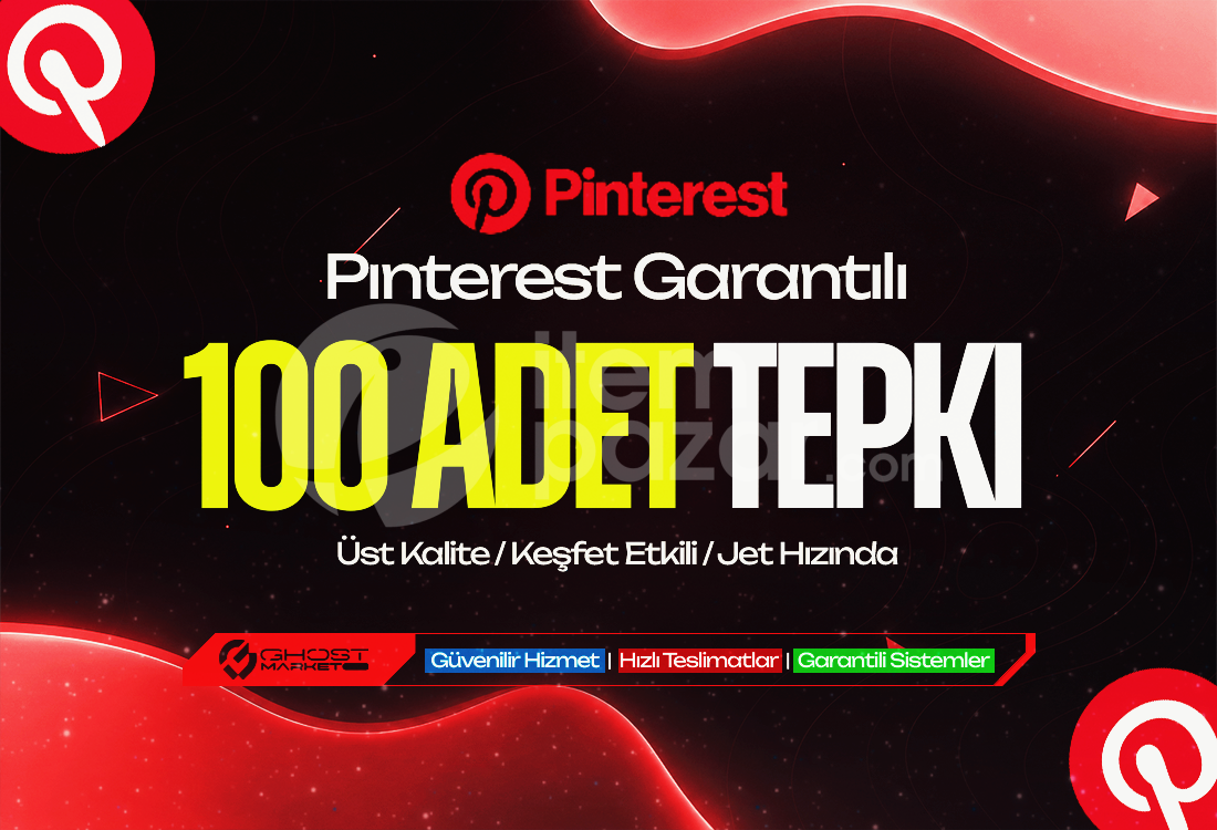Garantılı - Pinterest 100 Adet Tepki