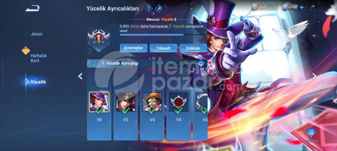 HONOR OF KİNGS 134 SEVİYE VİP 6 HESAP