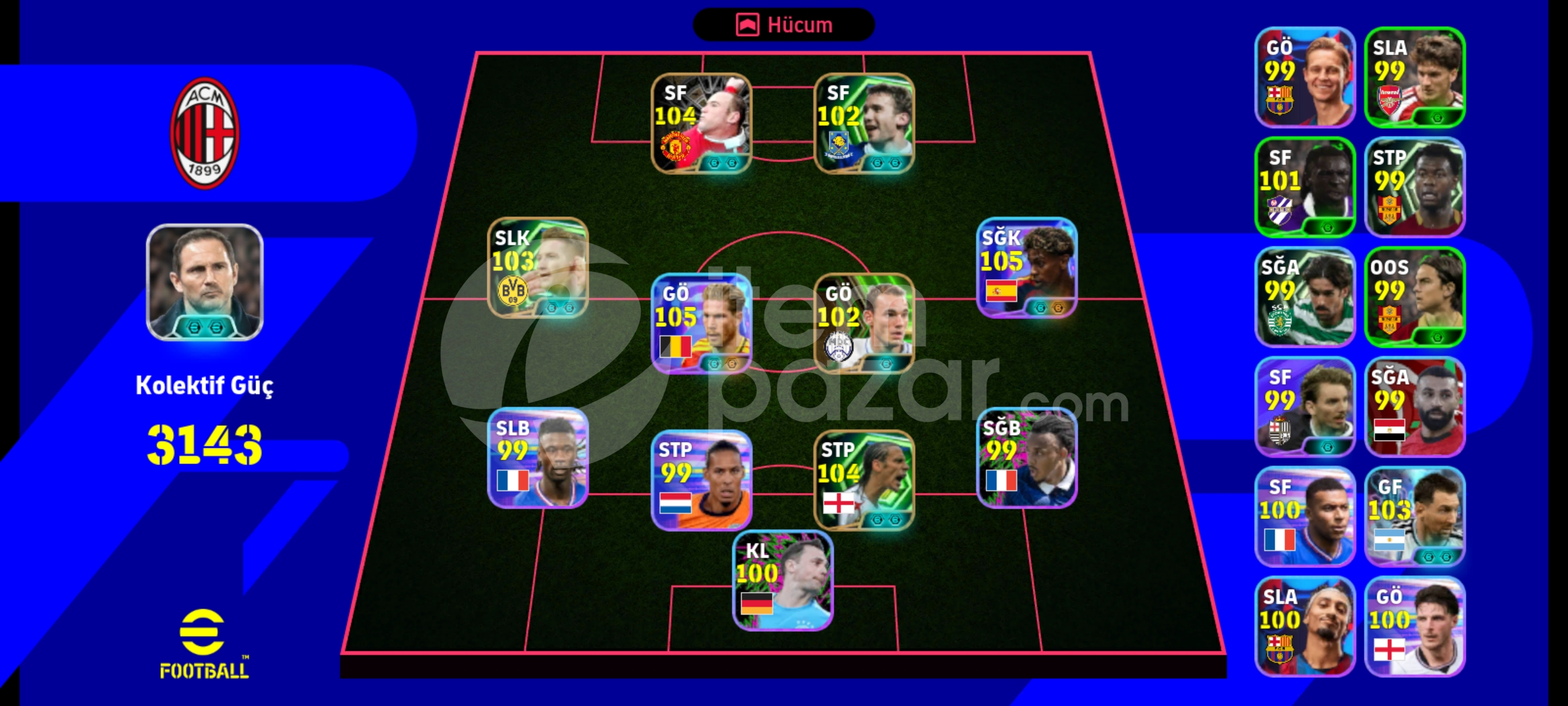 106 yamal 105 de bruyne ve ferdinand
