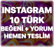 Instagram 10 Türk Gerçek Beğeni + Yorum