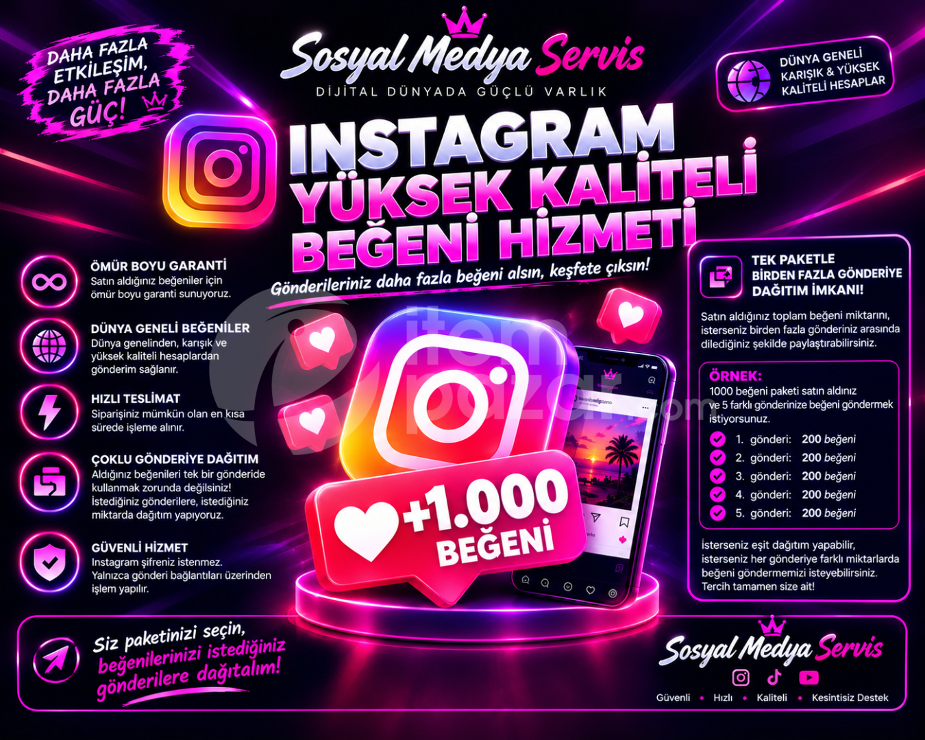 [İNSTAGRAM] 1000 BEĞENİ [YÜKSEK KALİTELİ]