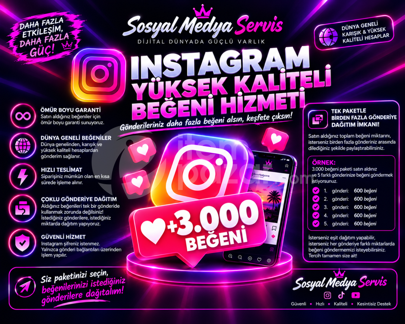 [İNSTAGRAM] 3000 BEĞENİ [YÜKSEK KALİTELİ]