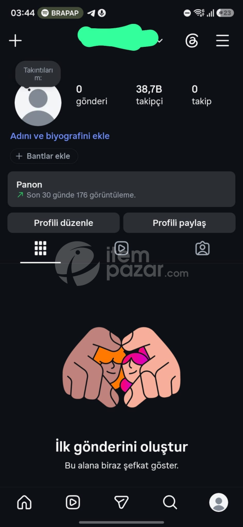 İnstagram 38 bin takipçili hesap