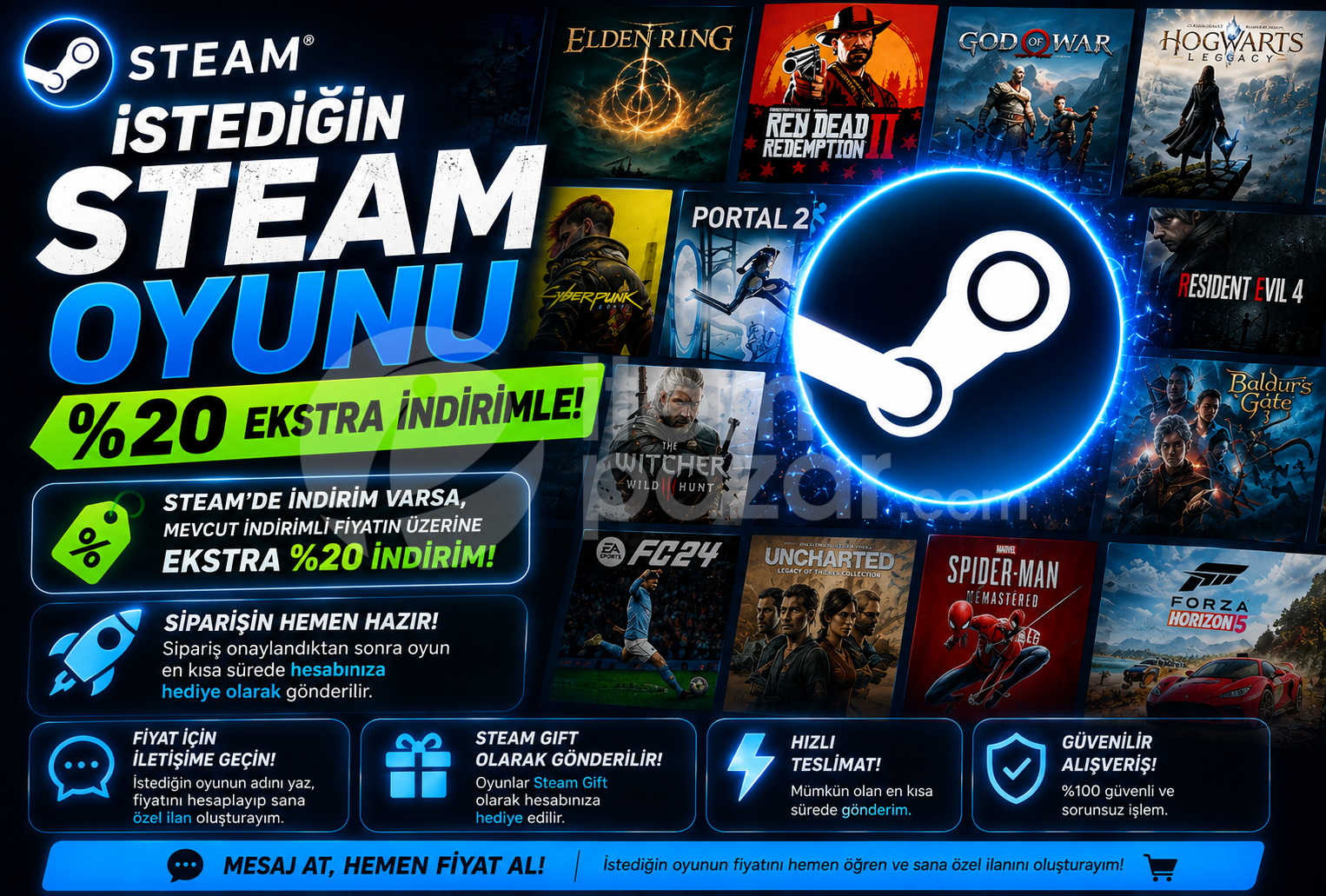 İstediğin Steam Oyunu Ekstra %20 İndirimli⚡