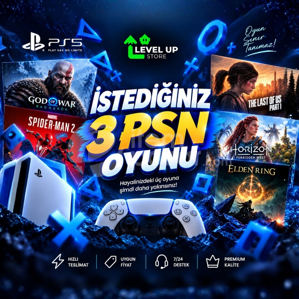 İSTEDİĞİNİZ 3 PLAYSTATİON 5 (PSN) OYUNU+GARANTİ