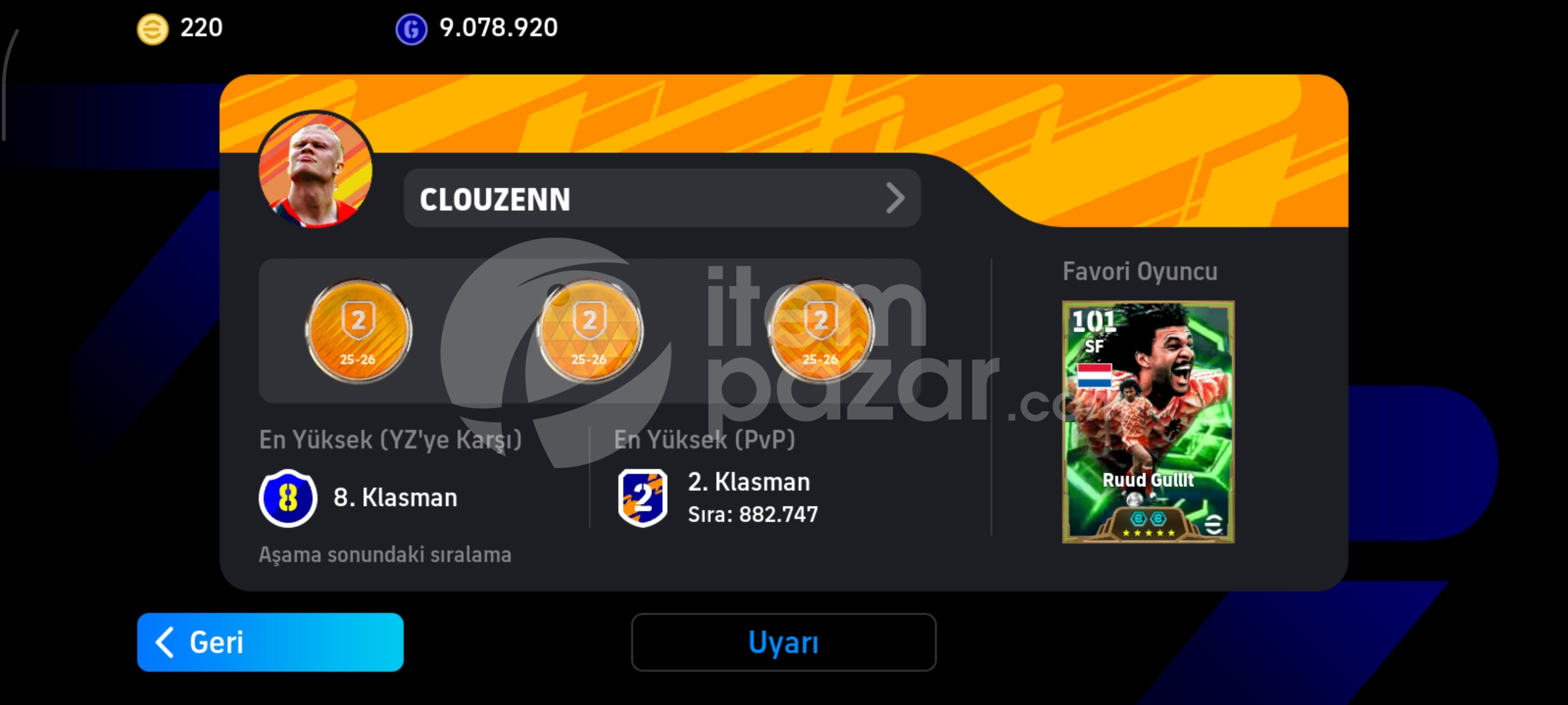 ⭐ 108 gullit ⭐ klasman hesabı