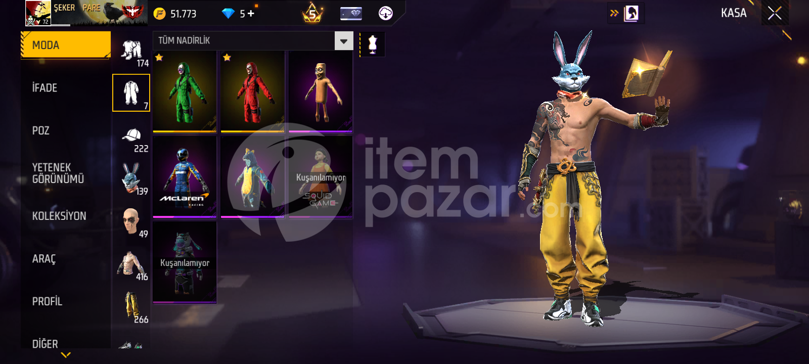 Kanunsuzlu Evo ak full tavşan setli 72lvl