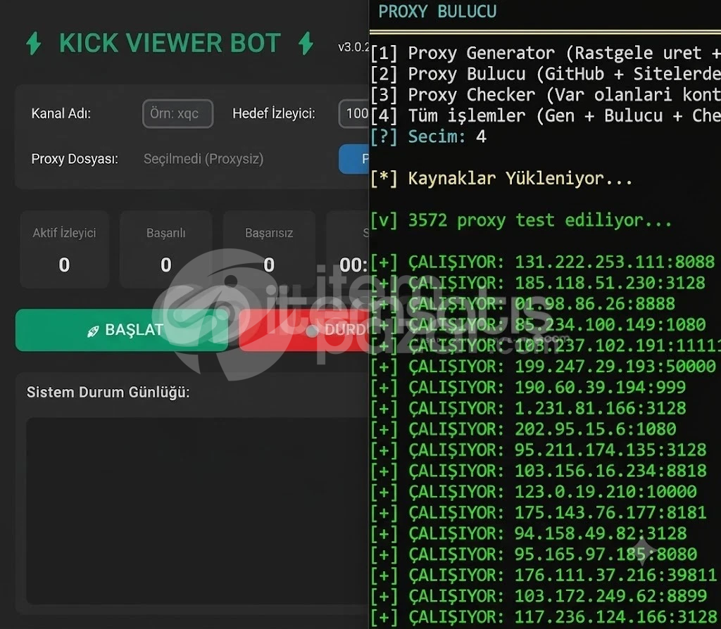 Kick İzleyici Botu + Proxy Gen Ortak ilan
