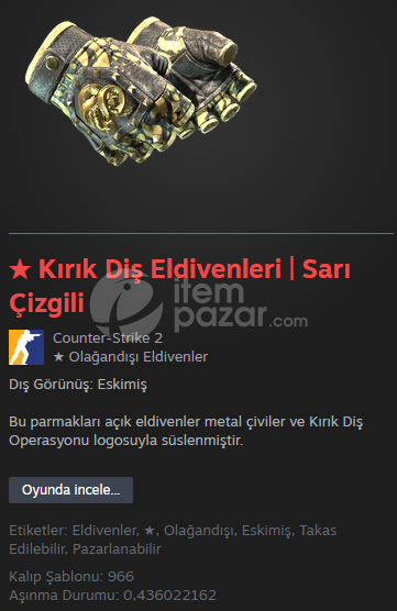  ★ Kırık Diş Eldivenleri | Sarı Çizgili