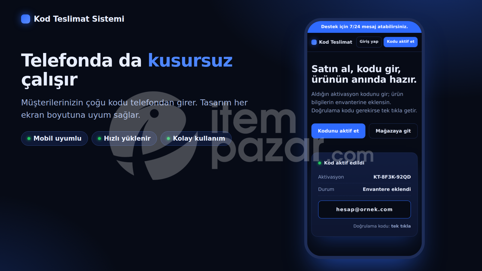 KOD TESLİMAT SİTESİ V1 | ÖZELLEŞTİRİLEBİLİR 