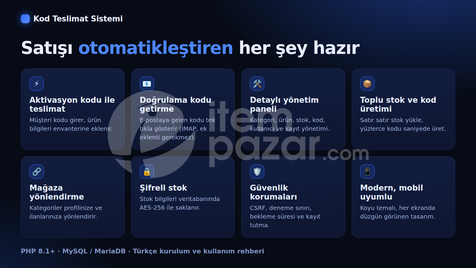 KOD TESLİMAT SİTESİ V1 | ÖZELLEŞTİRİLEBİLİR 