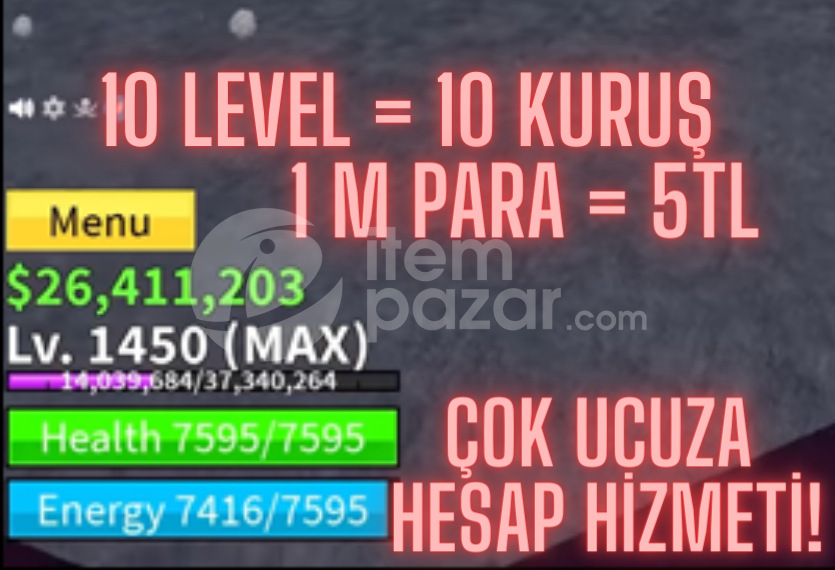LEVEL VE PARA HİZMETİ ! BLOX FRUİT