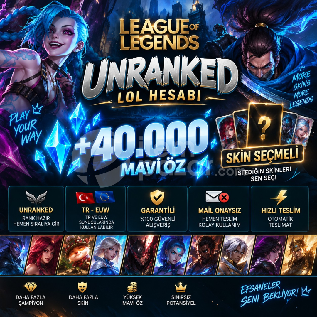 ⭐ LoL +40K Mavi Öz TR-EUW Hesaplar ⭐