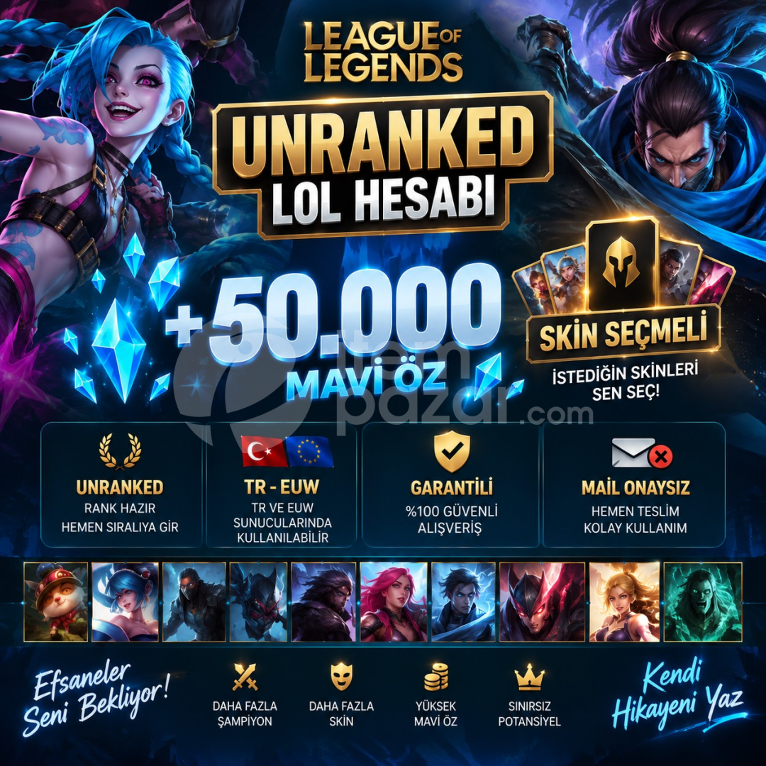 ⭐ LoL +50K Mavi Öz TR-EUW Hesaplar ⭐